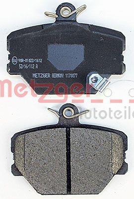 Jeu de 4 plaquettes de frein METZGER ref. 1170077